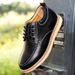 Men's Casual Business Korean Style Versatile Genuine Leather Hidden Wedge Round Toe Lace-Up Low-Top Shoes_voghion.com