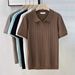 Men's Clothing Retro Short Sleeved Sweater Men's Textured Business Casual Polo Shirt Men's Lapel T Shirt Men_voghion.com