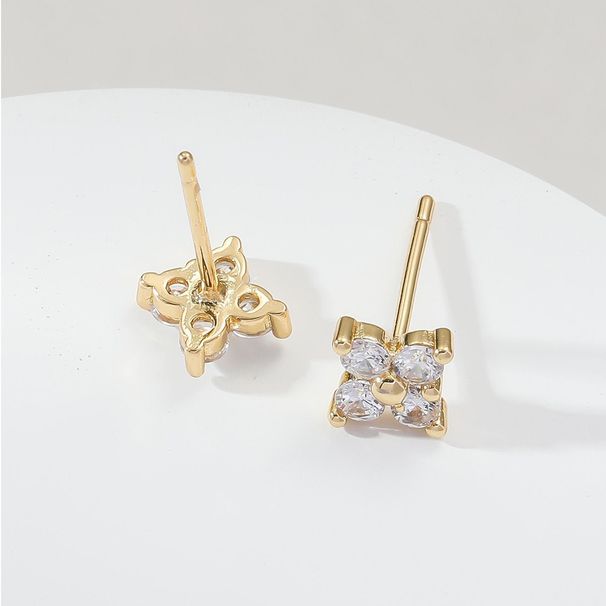 Könnyű, luxus stílusú cirkóniumból készült, szerencsét hozó négylevelű lóhere mini, gyönyörű fülbevalók, népszerű ékszerek_voghion.com