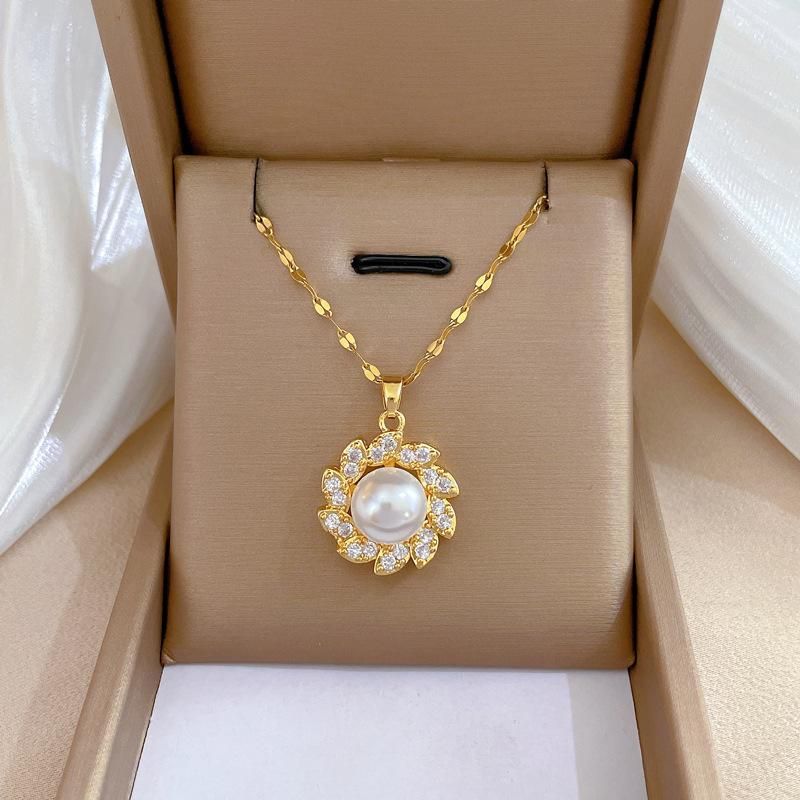Rustfritt stålkjede mikrosett zirkonia spiralperleanheng halskjede øredobber ringsett bryllupssmykker designer_voghion.com