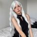Long Water Wave Wig with Bangs White Colorful Cosplay Silky Wig for Women Daily Party Natural Soft Synthetic Hair Heat Resistant_voghion.com