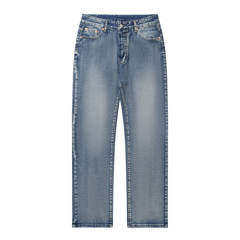 Jeans aderenti blu ghiaccio con motivo a fiocchi di neve lavati da uomo_voghion.com