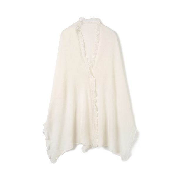 Manufacturer Wholesale Skin-Friendly Soft 100% Australian Wool Knitted For Women Warm Tassel Ruffle Shawl Scarf_voghion.com