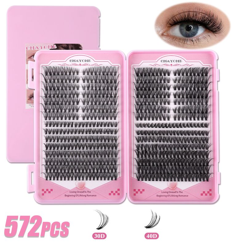 572 Clusters DIY False Eyelashes, Natural Fluffy D Curl Individual Lashes For Easy Self-Application_voghion.com