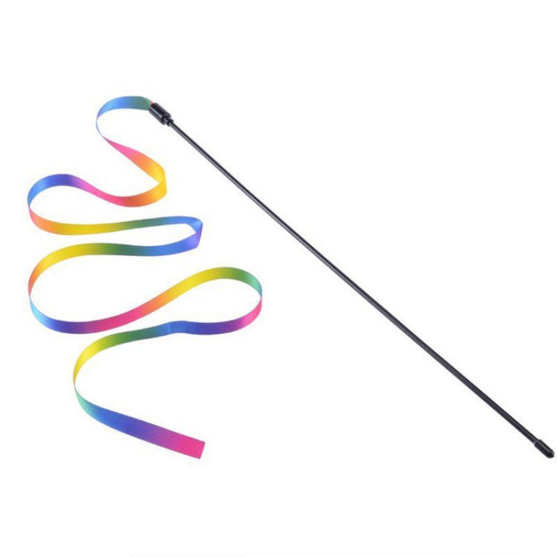Double-Sided Rainbow Ribbon Toy Dog Internet Celebrity Cat Teaser Wand Boredom Reliever_voghion.com