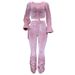 Women's Clothing autumn and winter sexy navel-baring long-sleeved top solid color micro-flared pants two-piece set_voghion.com