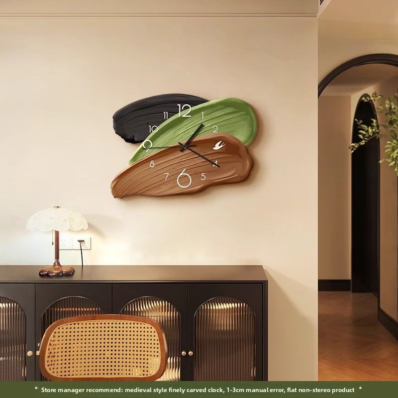 Vintage Style Restaurant Wall Green Abstract High-End Art Living Room Creative Wall-Mounted Clock New Model_voghion.com