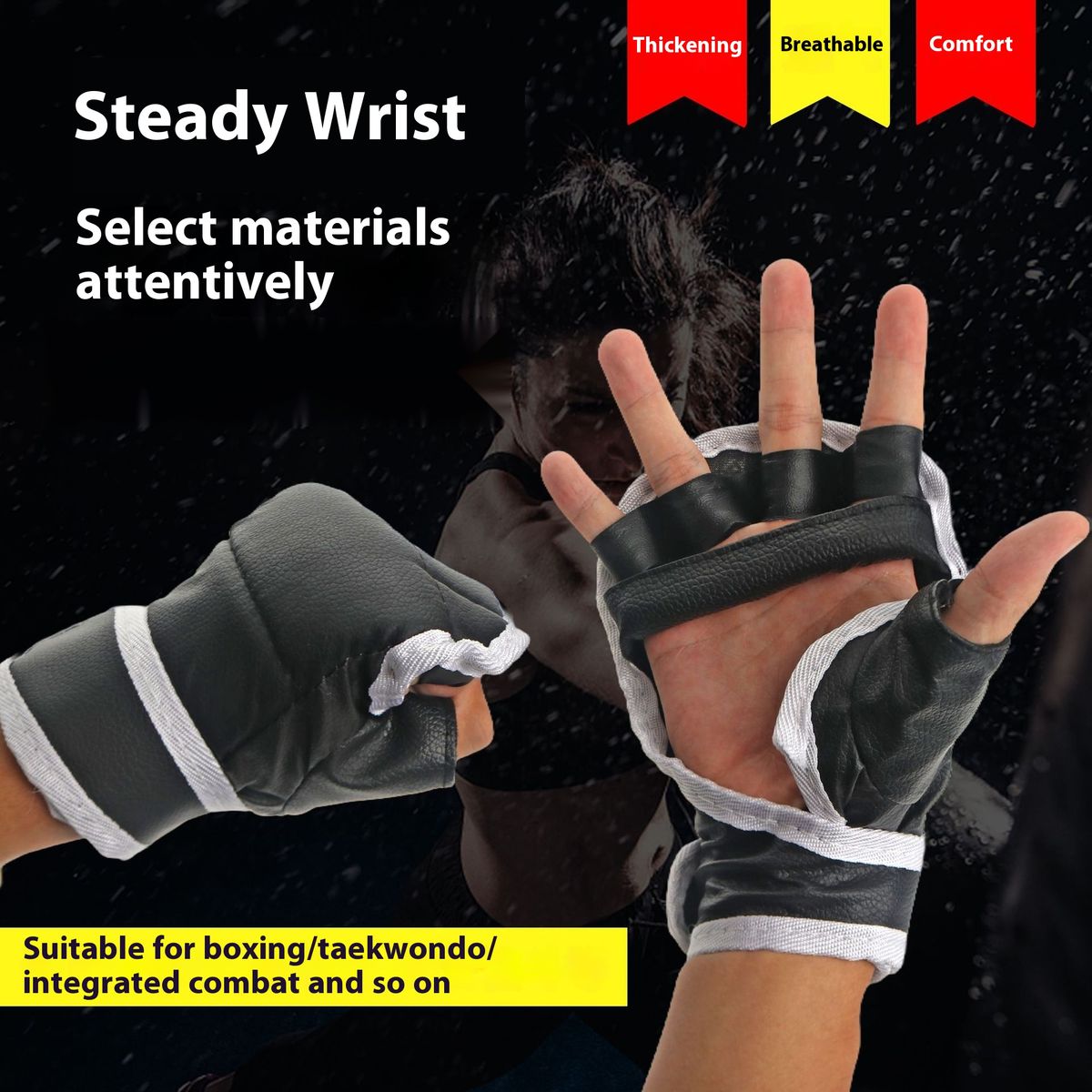 Felnőtt harci edzőkesztyűk Félujjas kesztyűk Bokszkesztyűk Hasított ujjú bokszzsák harci kesztyűk_voghion.com