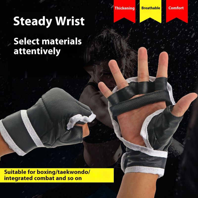 Gants d'entraînement de combat pour adultes Gants demi-doigts Gants de boxe Gants de combat pour sac de frappe à doigts fendus_voghion.com