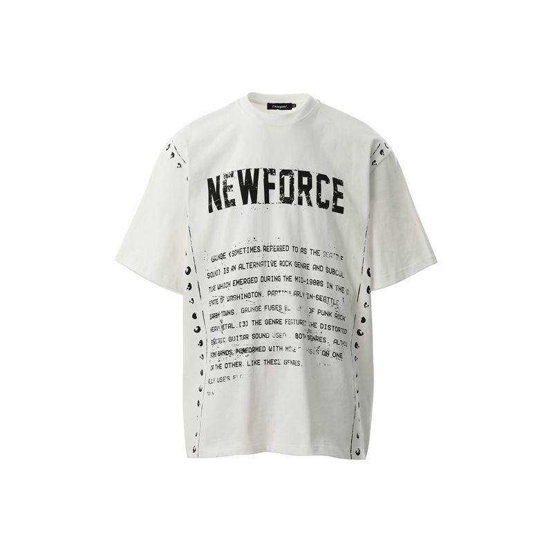 Abbigliamento maschile High Street National Trend Hip Hop Lettera Stampata Maglietta a maniche corte Uomo American Trendy Brand Oversize Loose Mezza manica Top_voghion.com