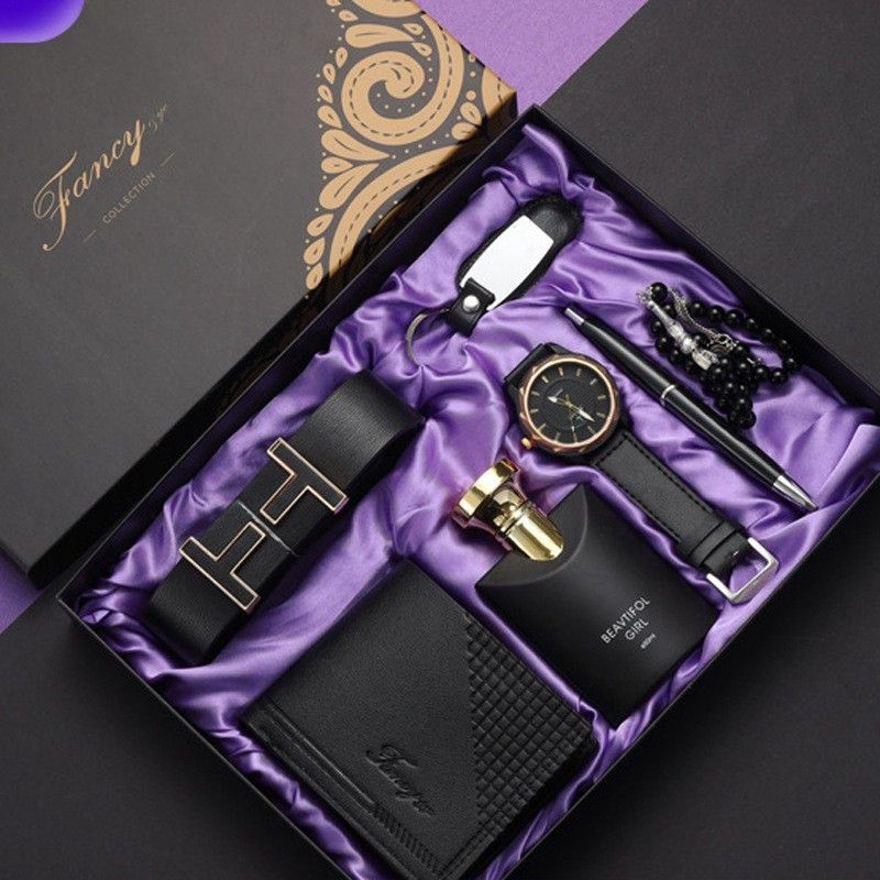Business Set Men's Wallet Watch Belt Perfume Father's Day Gift Birthday_voghion.com