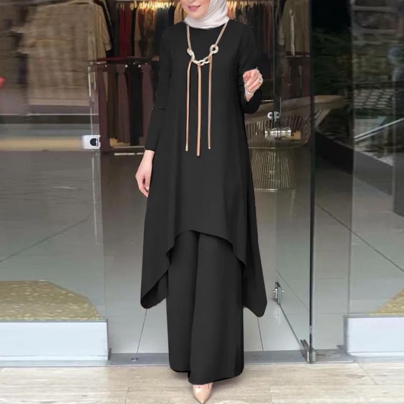 Vêtements pour femmes, costume musulman de couleur unie_voghion.com