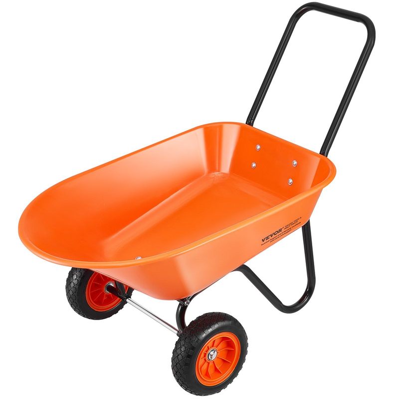 VEVOR Wheelbarrow Cart, 5 Cu. Ft. Load & 397 Lbs Capacity, 2 Wheels Garden Dump Cart, Garden Wagon With Handle & 10" Wide Track Wheels, Easy Loading Utility Yard Cart & Wagons For Outdoor Lawn Yard_voghion.com