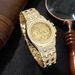 Men's luxury stainless steel gold bracelet, hip-hop diamond, large dial, business, quartz watch, fashionable_voghion.com
