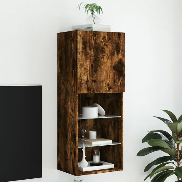 TV-Schrank mit LED-Leuchten Räuchereiche 40,5x30x102 cm_voghion.com