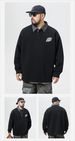 2025 Autumn New American Heavy Polo Collar Hoodie Large Men's Loose Long Sleeve Bottom Top_voghion.com