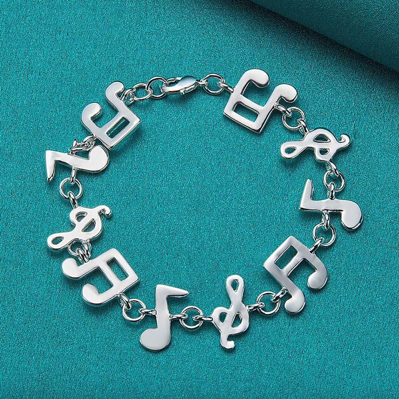Sterling VENUS  Sier Music Symbol Chain Bracelet For Women Wedding Engagement Party Fashion Jewelry Wholes_voghion.com