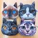 New Folded Ear Gray Short Hair Cat Meow Star Coin Purse 3D Animal Head Cute Pet Style_voghion.com