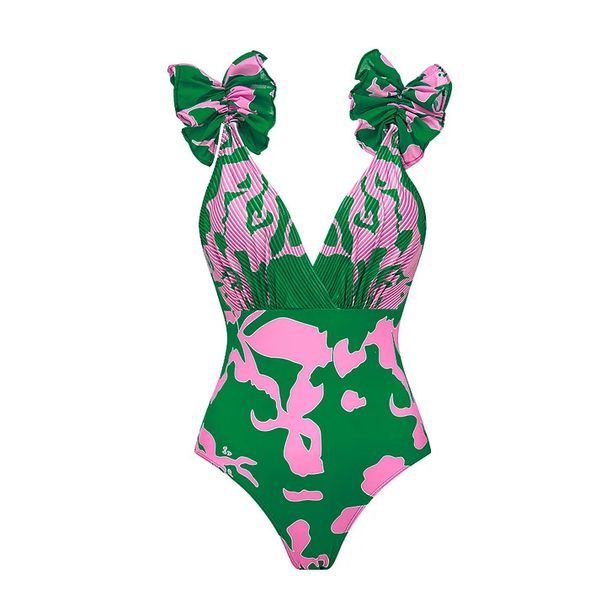 Bedrucktes Badekleid für Damen mit abnehmbarem Rock – Überwurf-Badeanzug für den Urlaub_voghion.com