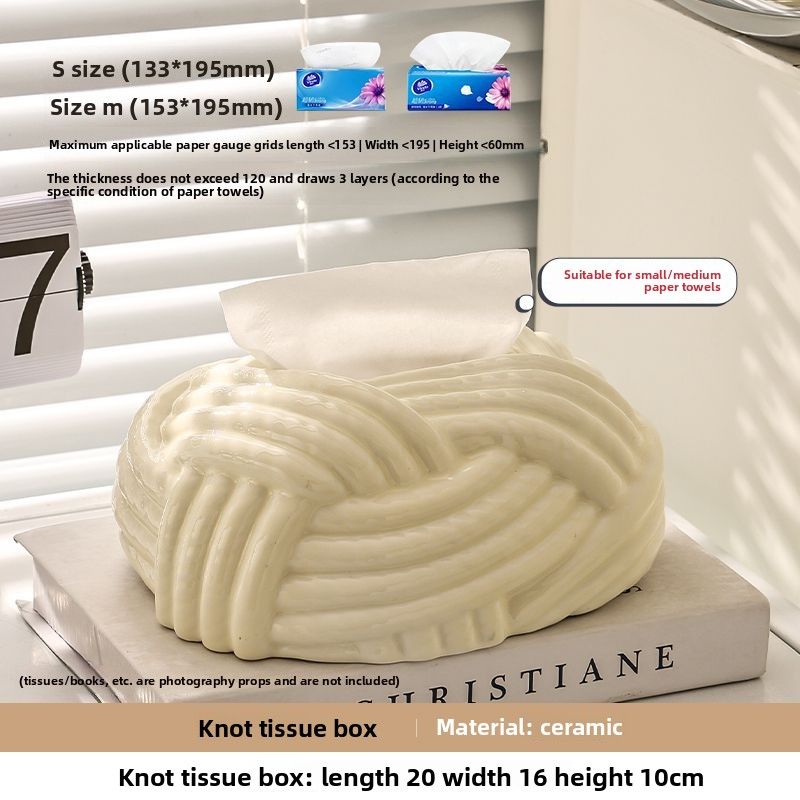 Cream Style Light Luxury Tissue Box Ceramic Home Living Room Bedroom Desktop Creative High-end Aesthetic Design_voghion.com