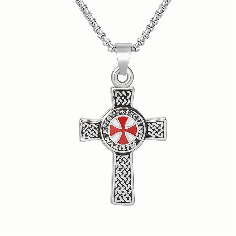 P0595-NK10 Mücevher Kızıl Haç Masonik Erkekler Çinko Alaşımlı Kolye_voghion.com