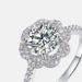 Simulated rose bud ring S925 silver claw inlaid moissanite engagement ring female light luxury fashion_voghion.com