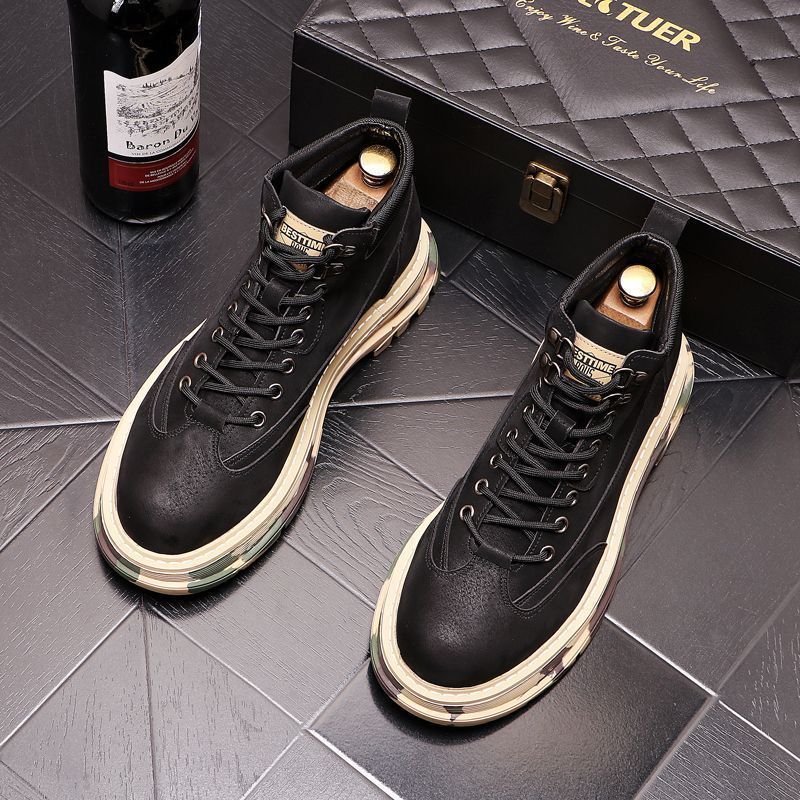 Martin High Estilo Británico Ins Mid Top Herramientas Cortas Otoño E Invierno Zapatos De Hombre Aumentar Botas Desierto Casuales_voghion.com