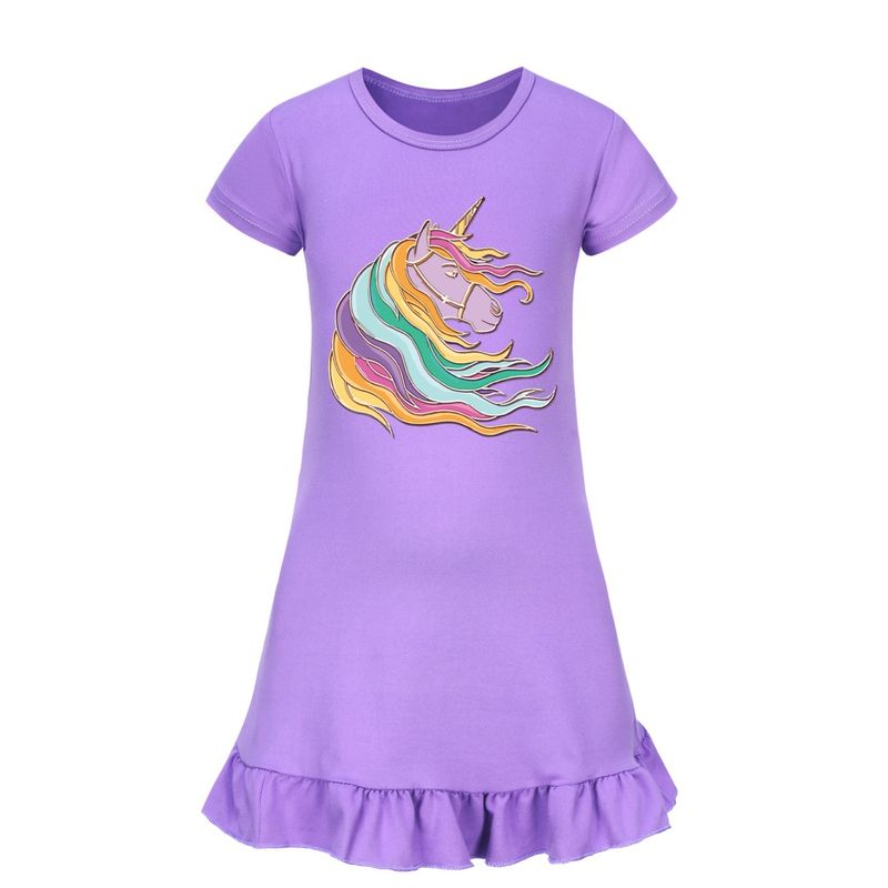 Unicorn Academy 100-160 Girls' Short sleeved Pajamas, Nightdresses, Home Dresses, Skirts 3025_voghion.com