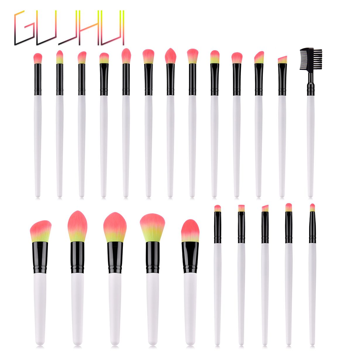 23-teiliges Make-up-Pinsel-Set, Grundierungspinsel, loser Puderpinsel, schwarze Tube mit weißem Griff, Make-up-Werkzeuge GUJHUI_voghion.com
