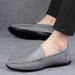 Cowhide Casual Slip-On Lazy Handmade Youth One-Push Leather Loafers Men Shoes_voghion.com