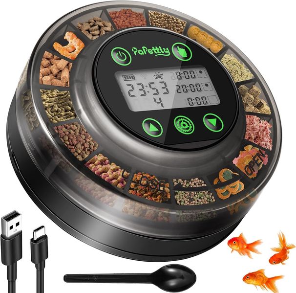 Futterautomat Aquarium, Automatischer Fischfutterautomat For Aquarium Mit Timer, Futterautomat, Wiederaufladbare Fischfutterspender Mit USB-K_voghion.com