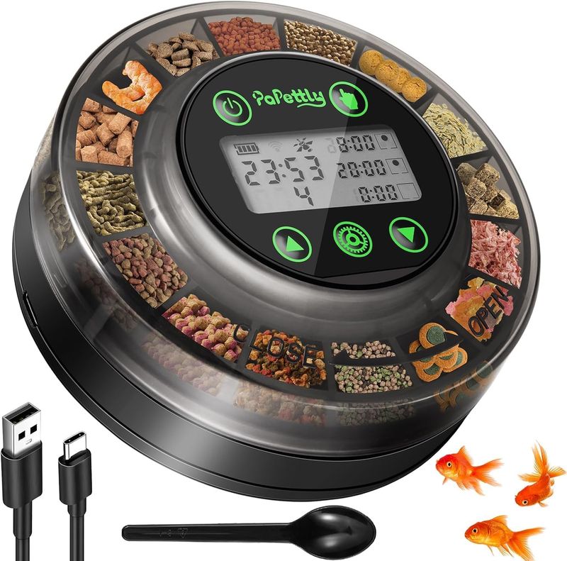 Futterautomat Aquarium, Automatischer Fischfutterautomat Für Aquarium Mit Timer, Futterautomat, Wiederaufladbare Fische Fischfutterspender Mit USB-K_voghion.com