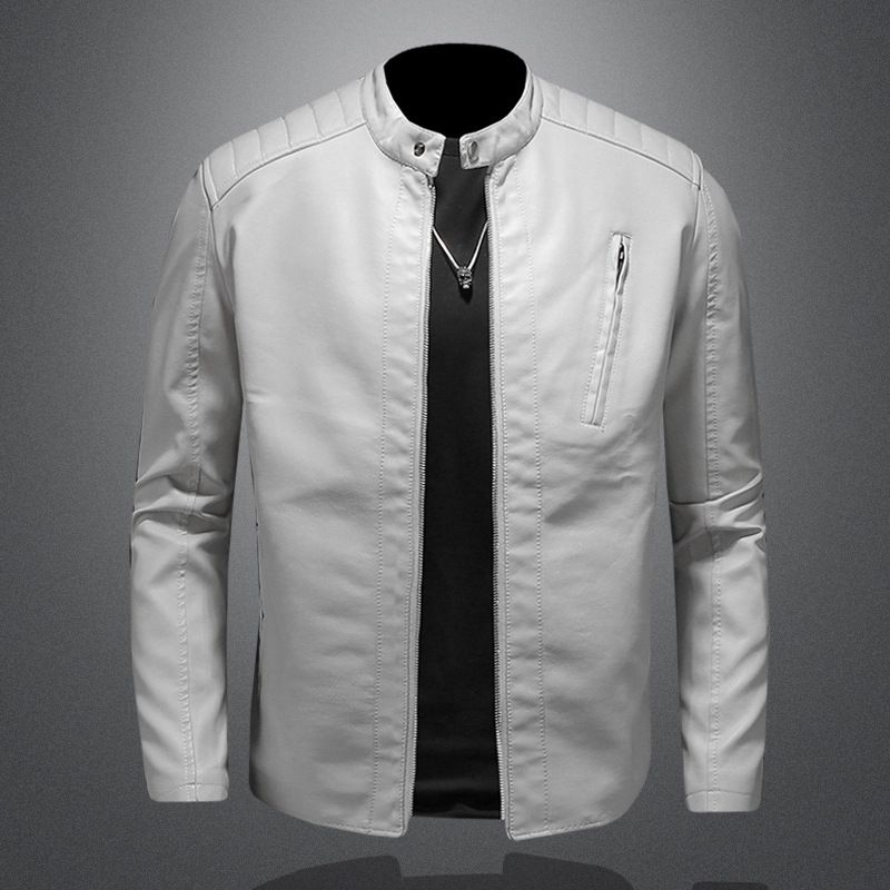 Men's Clothing New Autumn Large Size Stand Collar Leather Jacket Men's Jacket Trendy Slim Men's Casual Motorcycle Clothing Leather Jacket_voghion.com