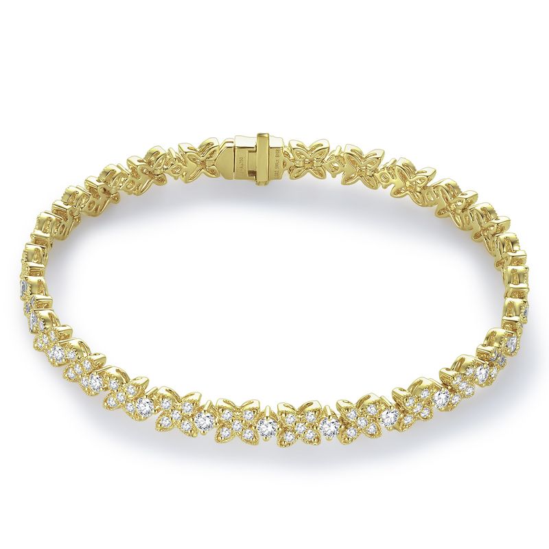 Brilliant Diamond Gold Bracelet Inlaid With Cultured Diamond Flowers Au750 Platinum Bracelet Full Of Diamond Design_voghion.com