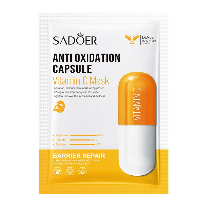 SADEOR Vitamin C Anti-Sauerstoff Ophellend Kapsel Gesiichtsmask Feuchtigkeitsspendend, delikat an empfindlech Haut_voghion.com