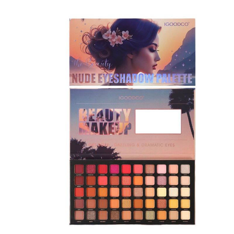 Palette di ombretti Sunset da 50 colori - Trucco opaco e scintillante (Sunset Beauty Design, adatto ai viaggi, vegano e cruelty-free, con specchio e pennello)_voghion.com