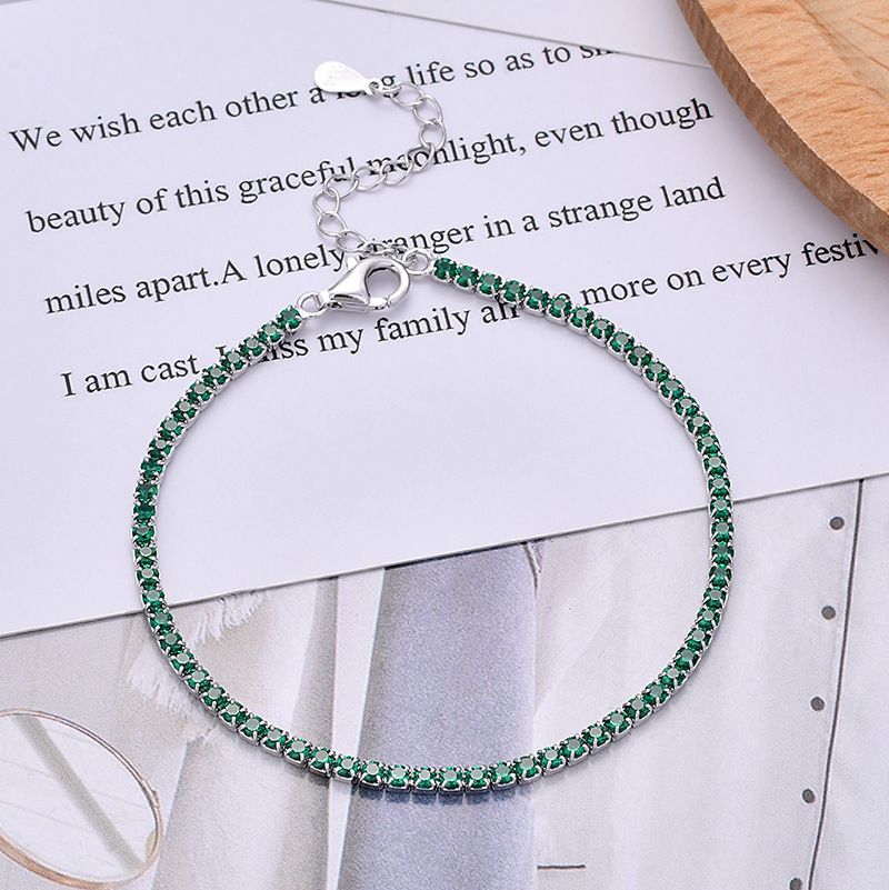 Bracciale tennis in argento puro con fila singola, moda, lusso, semplice, temperamento, pieno di diamanti, gioielli lucidi_voghion.com