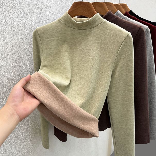 Dames Kasjmier Zijden Thermische Basislaag Top - Hoge Hals Fleece Gevoerde Wintershirt Voor Warmte, Zacht & Comfortabel, Losse Pasvorm, Lange Mouwen_voghion.com