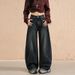Y2k 2000er-Jahre-Kleidung, Retro-Jeans mit gebogenem weitem Bein für Damen, neue hoch taillierte Hose mit geradem Bein zum Anheben der Gesäßjeans_voghion.com