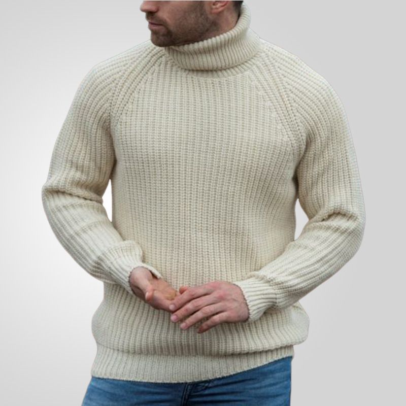 Maglione a collo alto da uomo, maglione a maniche lunghe, maglione con fondo ampio_voghion.com