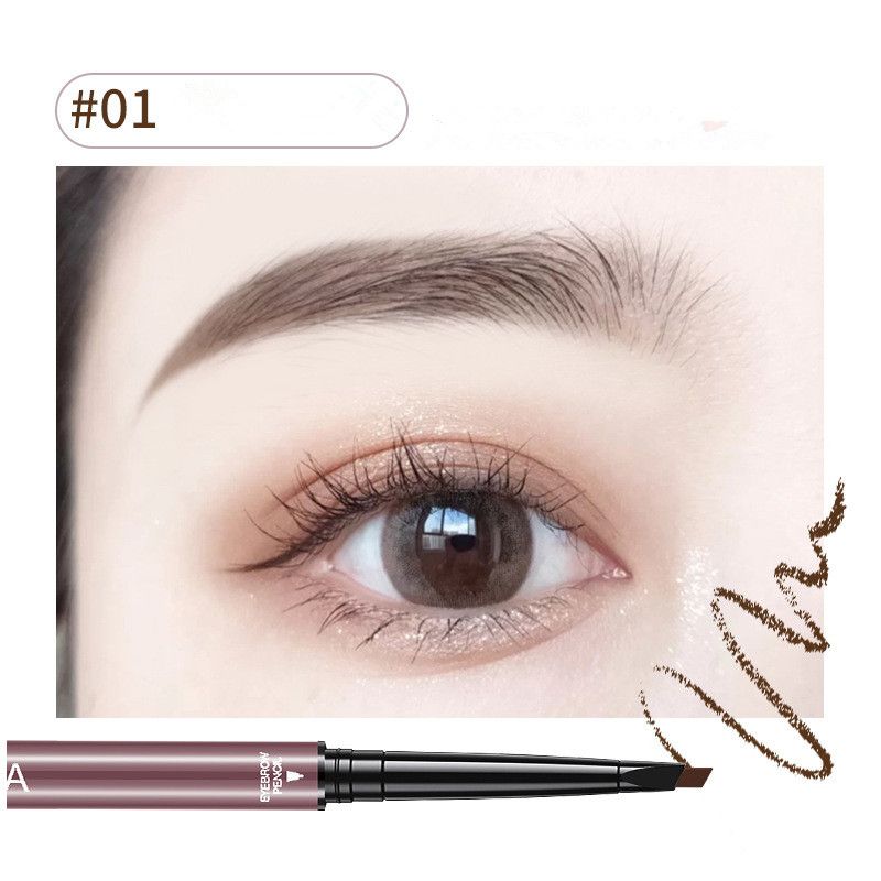 Fine Triangle Ultra Eyebrl Waterproof Long Lasting Smudge Eyebrows Pen Double Ended Dark Brown Black Color_voghion.com