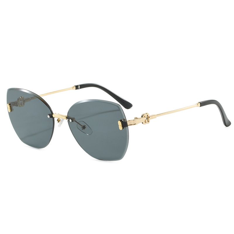 25004 Neue Damen-Sonnenschutzbrille, rahmenlos, Metall, hohler Schnittrand, modischer Trend, Streetstyle-Sonnenbrille_voghion.com
