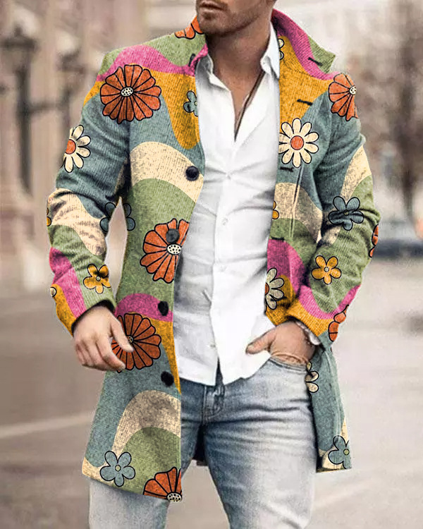 2024 Spring New Stand up Neck Mid length Woolen Casual Coat Men's Wear_voghion.com