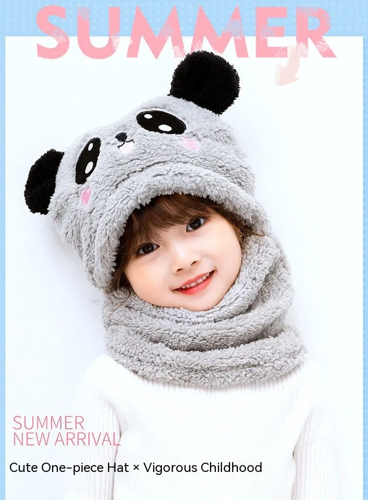 Ensemble écharpe de chapeau pour enfants à la mode garçons hiver rembourré femme bébé chapeau en laine écharpe chaude_voghion.com