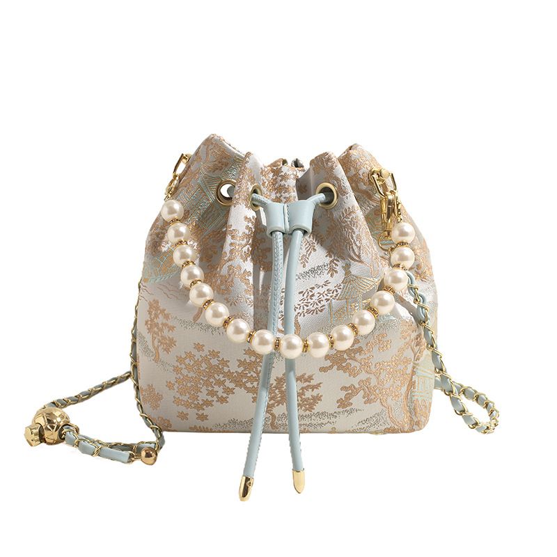 Nuovo secchiello ricamato, piccolo vento profumato, catena di perle, Hanfu portatile in stile cinese, borsa a tracolla con una sola spalla_voghion.com