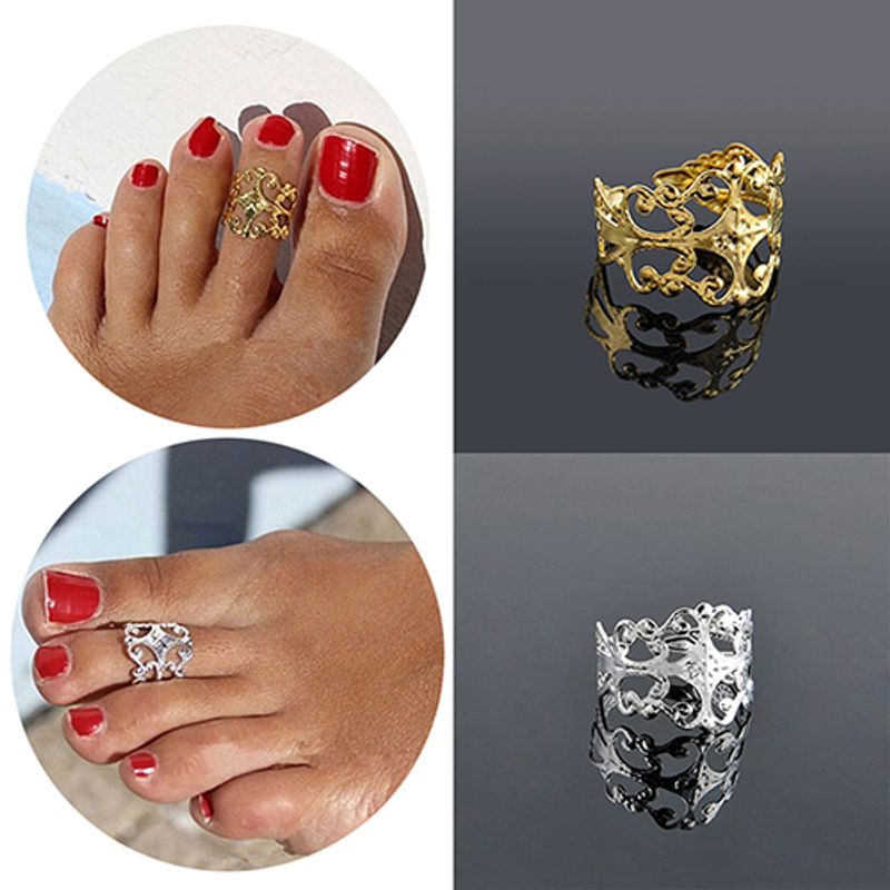 Shuosbai Women's Fashion Hollow Adjustable Beach Jewelry Open Toe Ring for Party Gifts_voghion.com