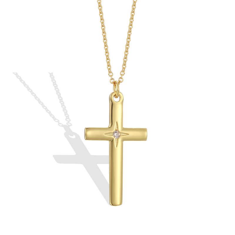 N0311 Personality Cross Necklace American Style Men's Versatile Hip-Hop Cuban Light Luxury Pendant_voghion.com