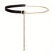 Cintura sottile da donna in metallo nero con catena decorativa per abito versatile GM103_voghion.com