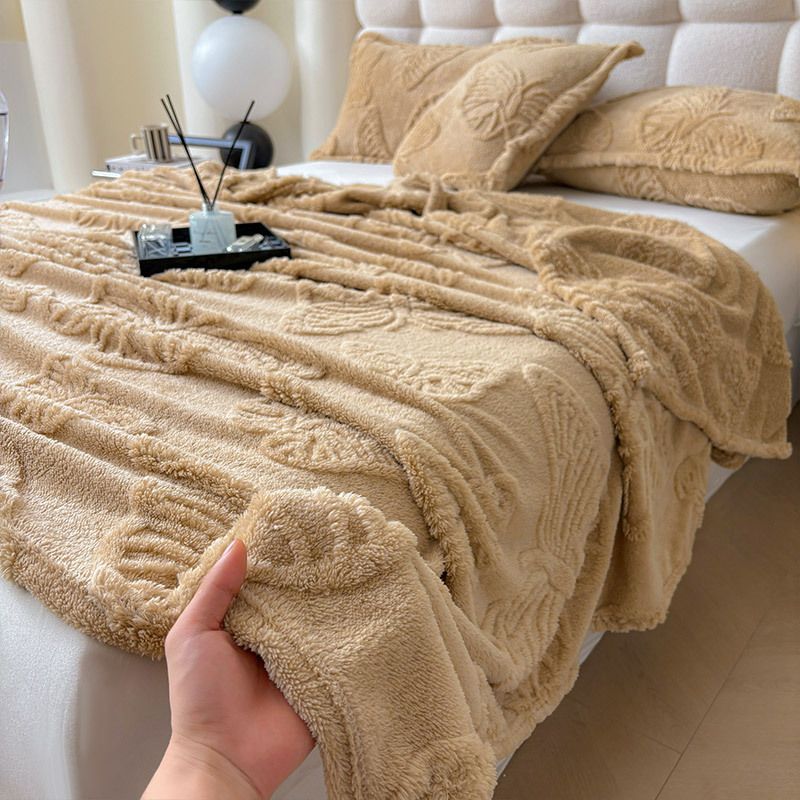 Blanket taffeta pure color multifunctional blanket air conditioning blanket jacquard butterfly blanket foreign trade single soft sofa blanket_voghion.com