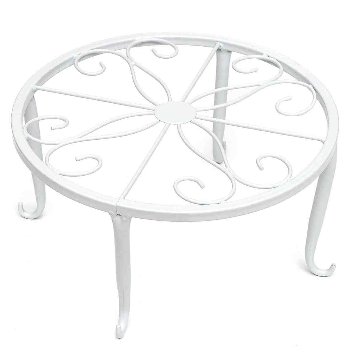 Wrought Iron Pot Plant Stand Flower Shelf Rack Holder Indoor Garden Display WHITE COLOR_voghion.com